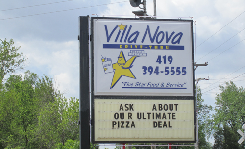 Villa Nova Drive Thru Sign